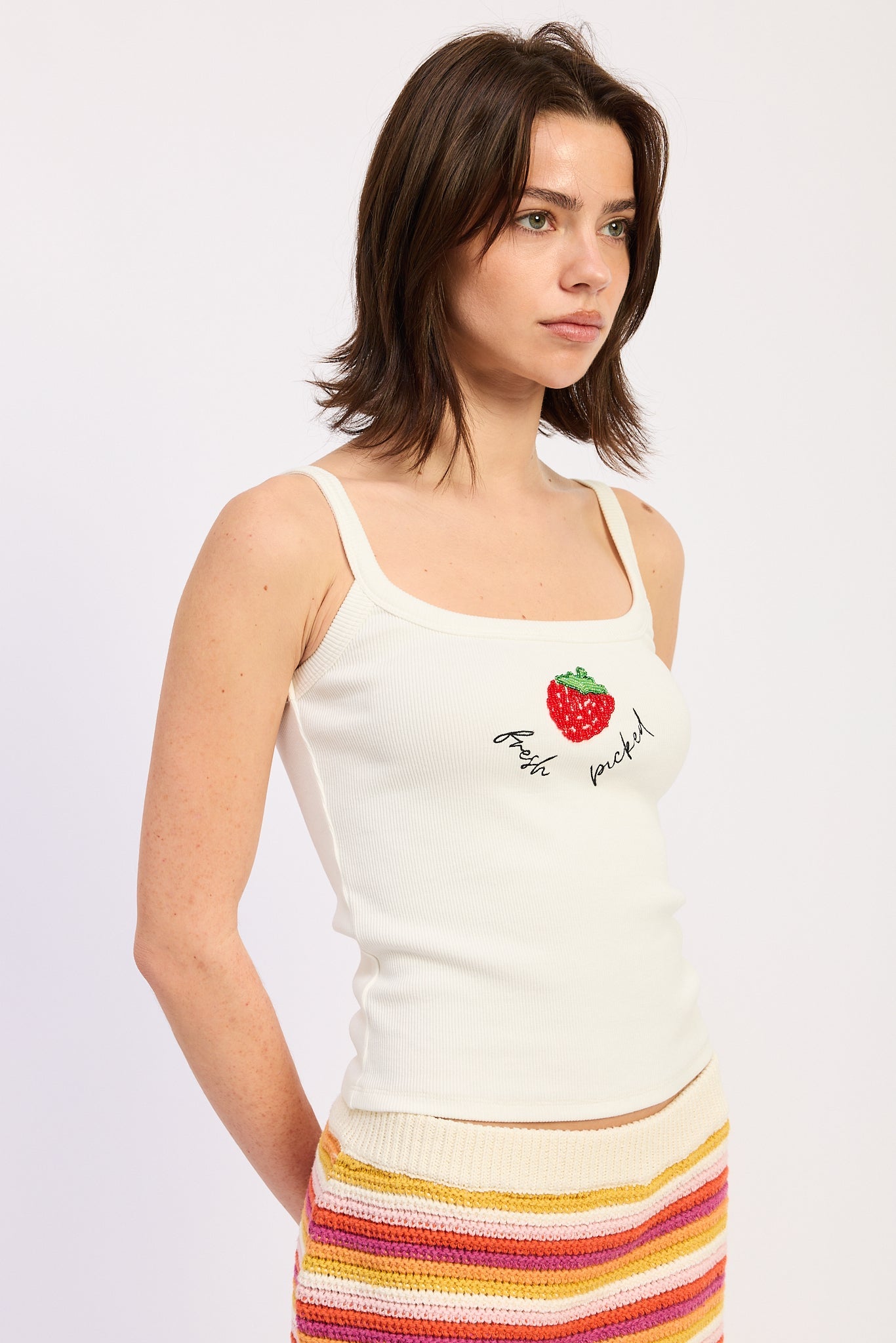 Vesper Tank Top in Off-White - back view