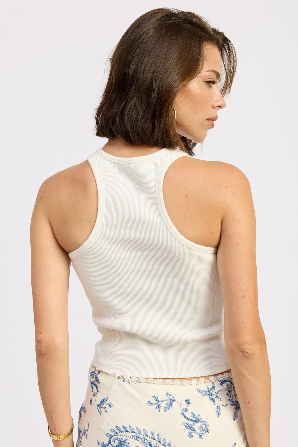 Charlotte Top in Off-White - close up of water bead detail