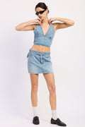 Leah Denim Grommet Halter Top