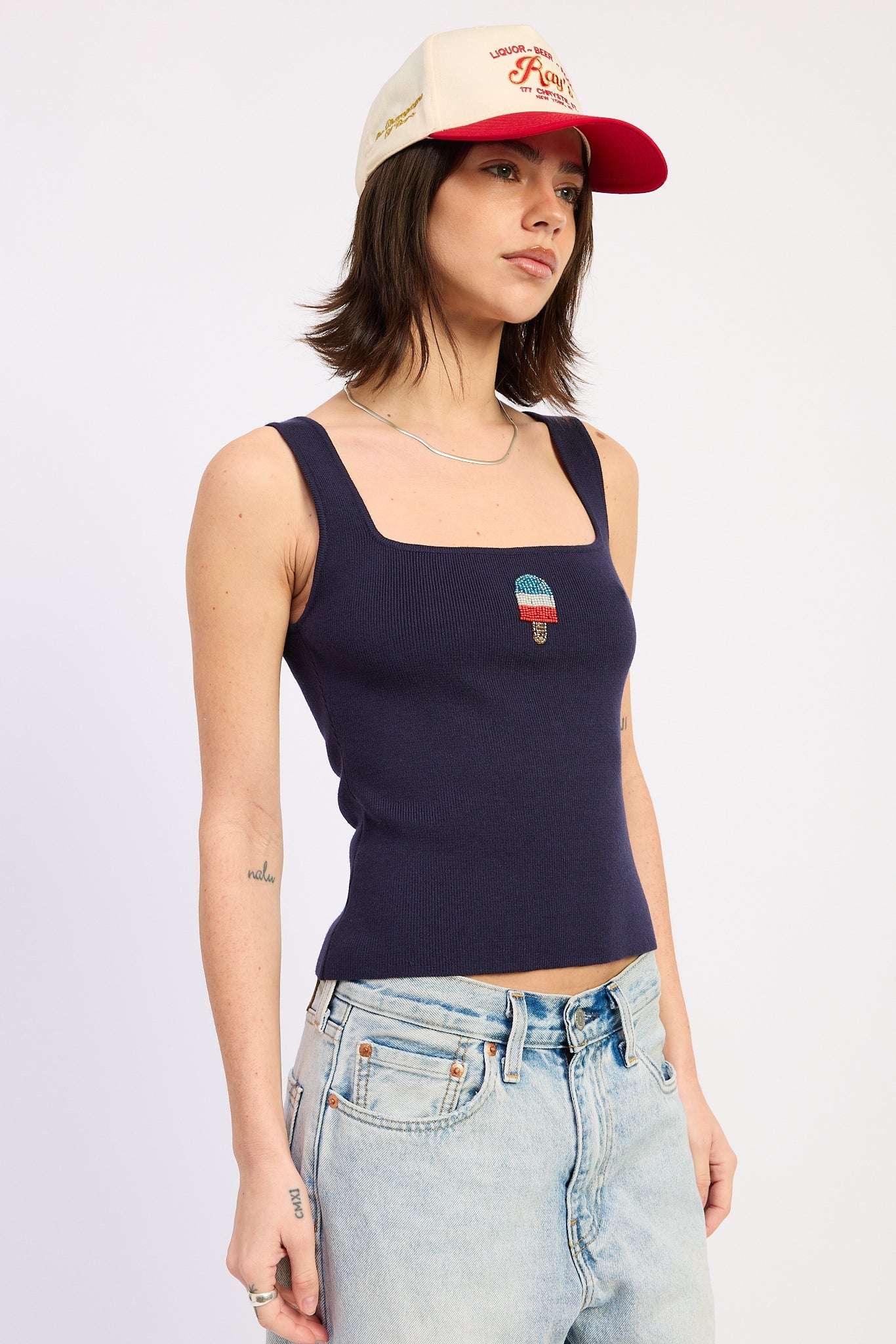 Rue Top in Navy - back view