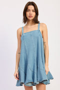Laurel overall dress denim fabric detail