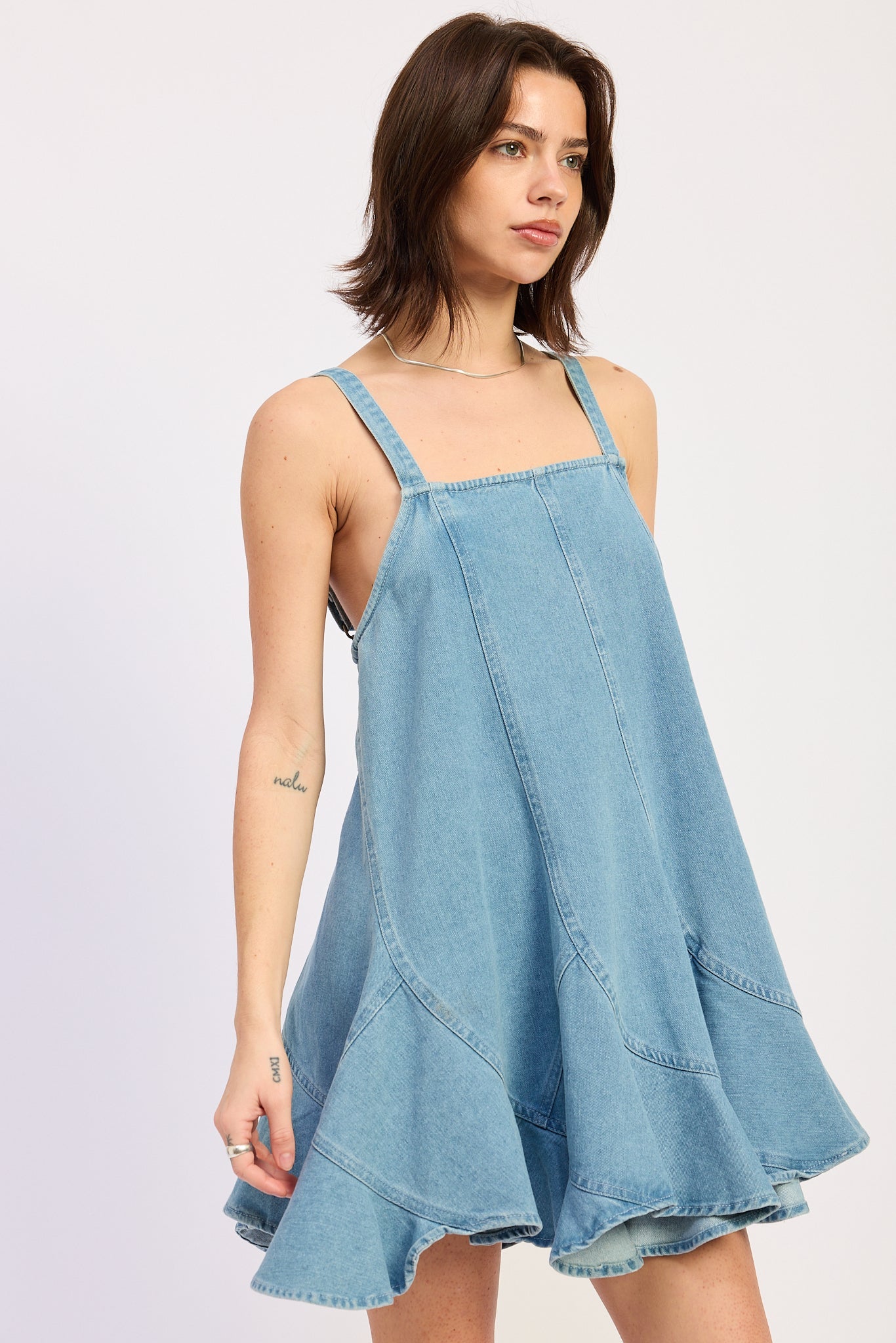 Laurel overall dress paneled seam detail