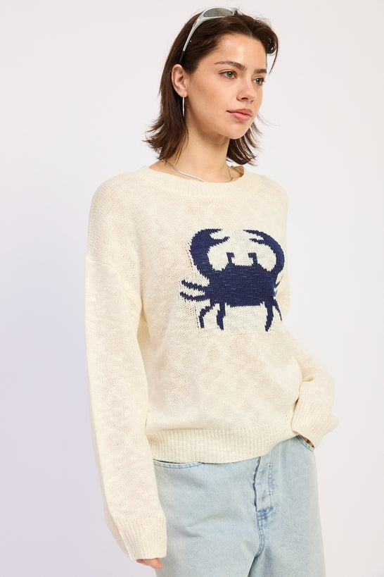 Evelina Sweater in Cream - back view