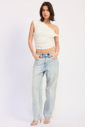 Hera Top in Off-White - styled outfit full length view