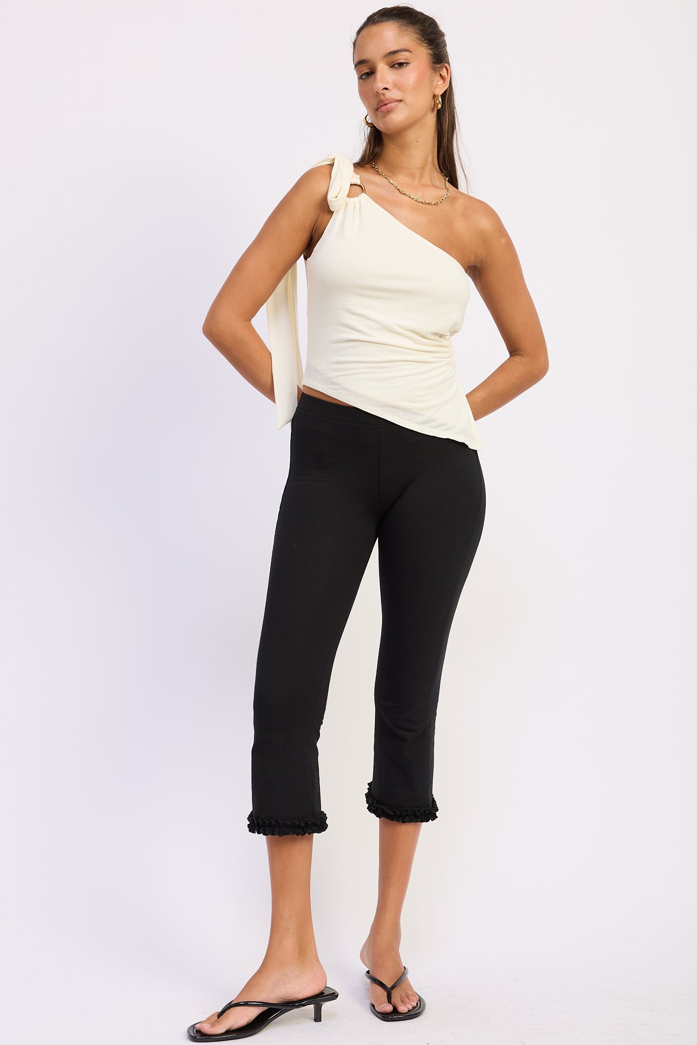Karla Top in Ivory - styled outfit view