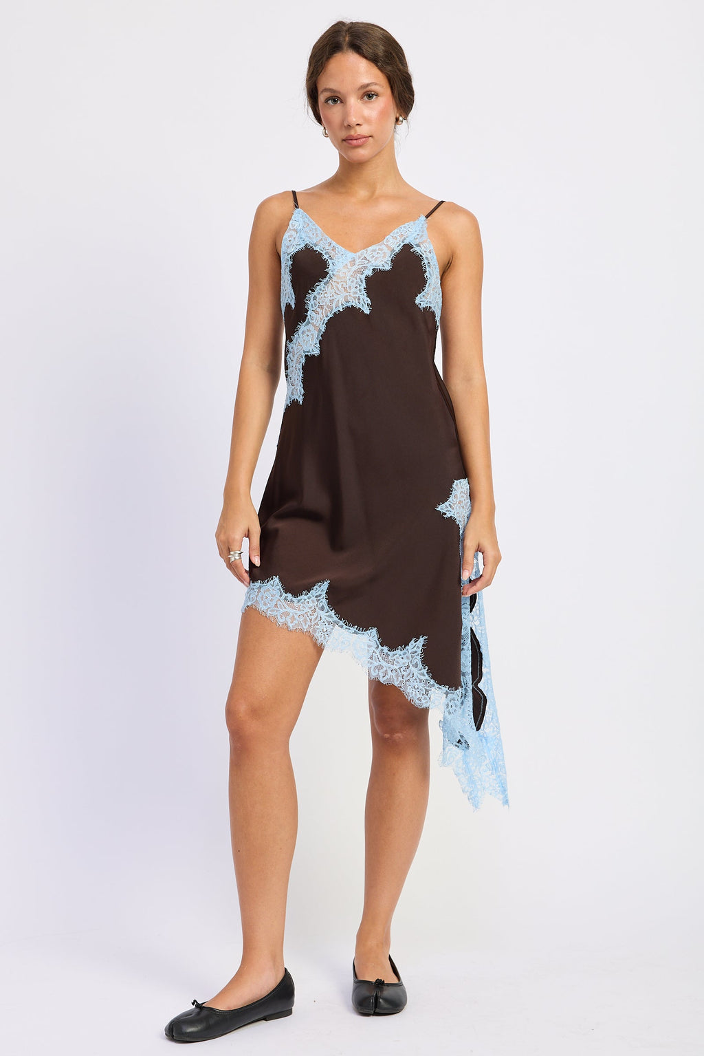 Sylvia Mini Dress in chocolate - front view