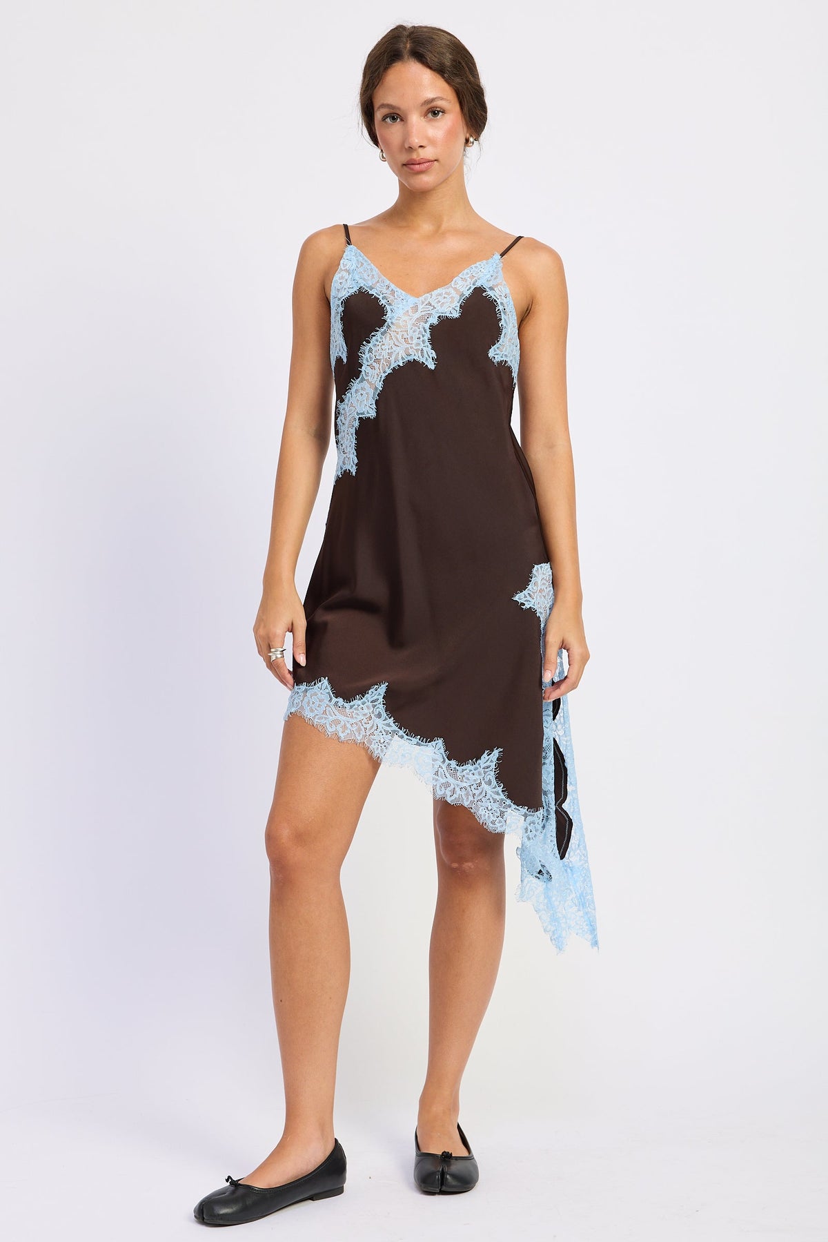 Sylvia Mini Dress in chocolate - front view
