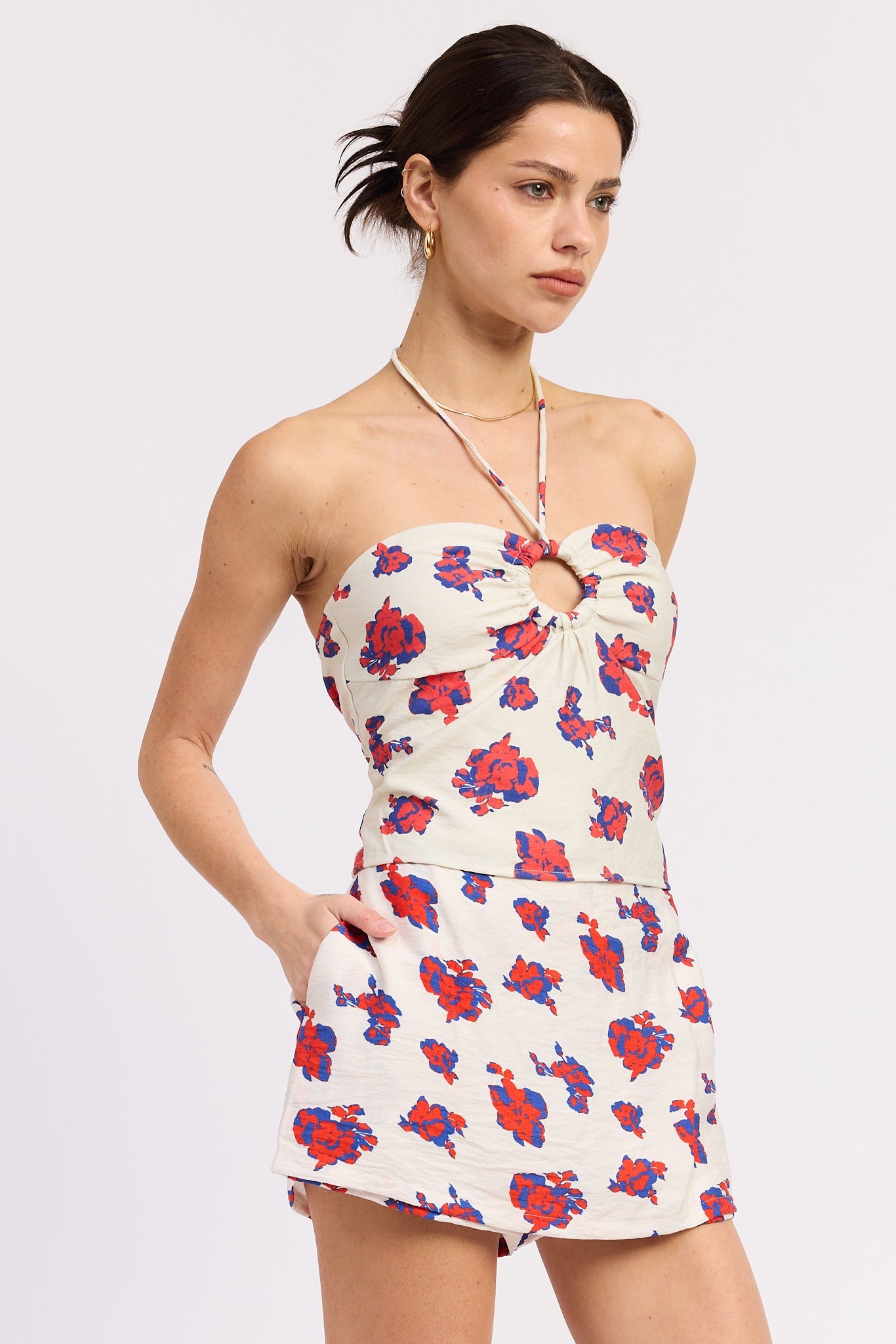 Indira Halter Top in Off-White - back view