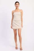 Eviana feather mini skirt in champagne and black - view 1