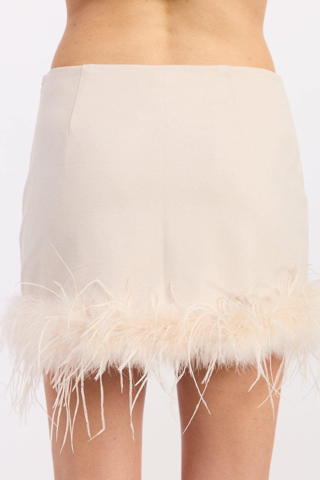 Eviana feather mini skirt in champagne and black - view 3