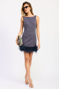 Eviana charcoal feather trim mini dress - view 4