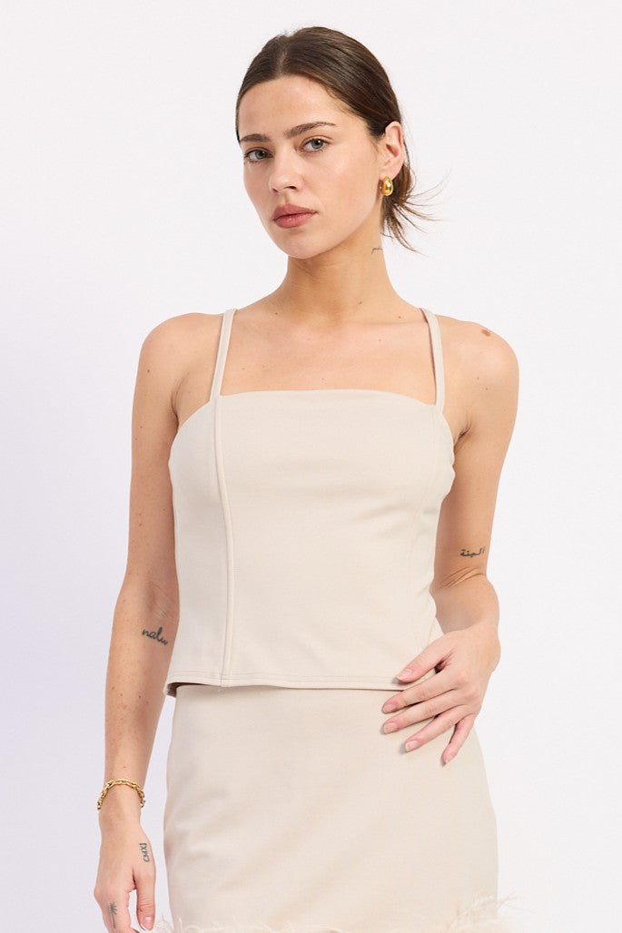Eviana top in champagne and black - view 1