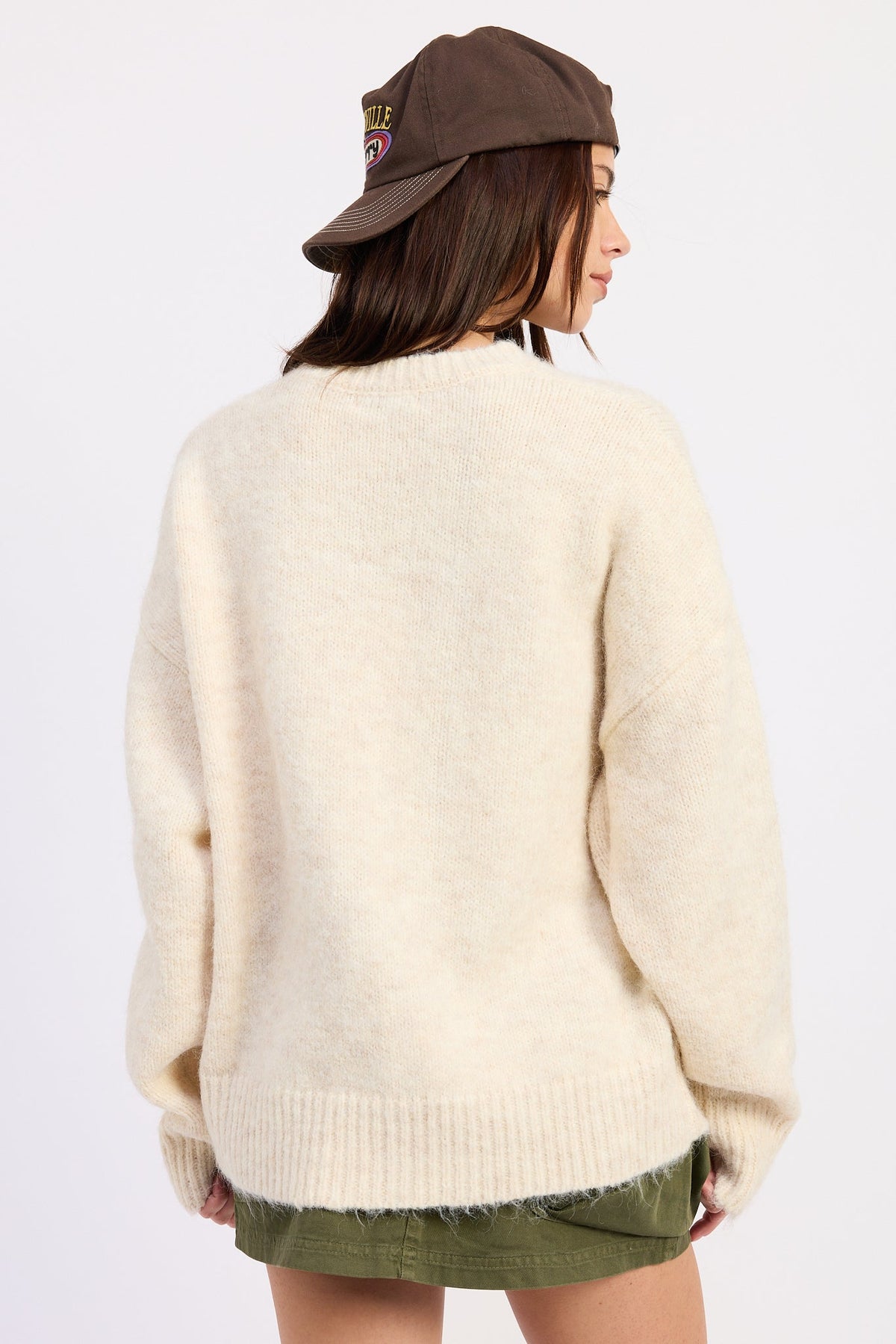 Cream Tilly knit sweater with grizzly bear graphic - view 3