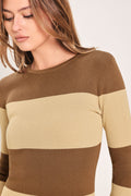 Espresso & Cream Sweater Knit Midi Dress in brown, detail