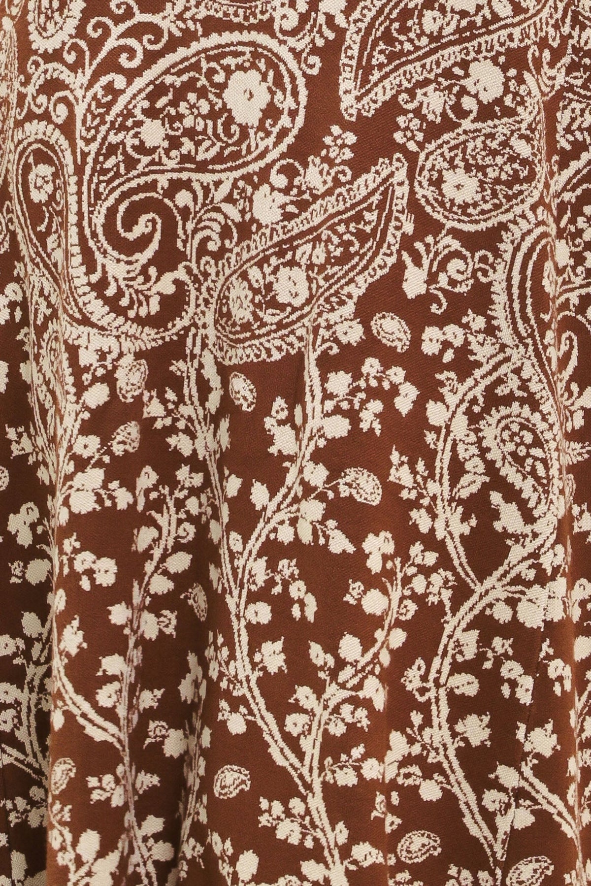 Hazel Paisley Jacquard Sweater Midi Dress fabric swatch, camel