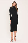 Polished Moments Turtleneck Sweater Midi Dress - front view