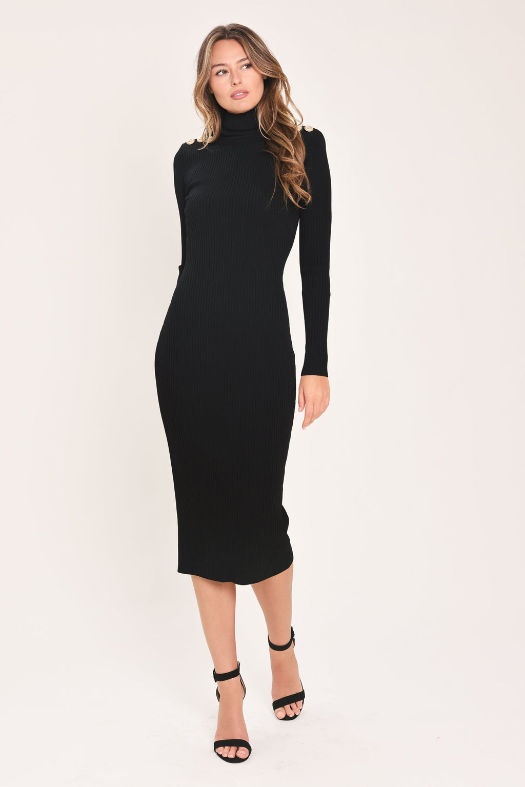 Polished Moments Turtleneck Sweater Midi Dress - side view