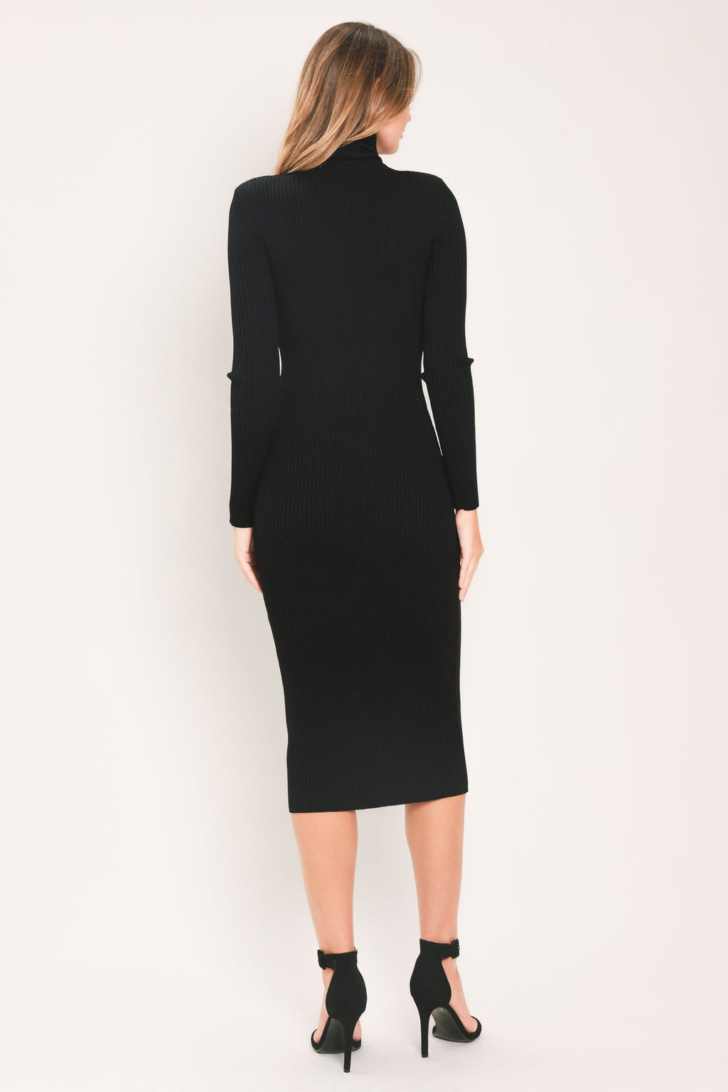 Polished Moments Turtleneck Sweater Midi Dress - full length view