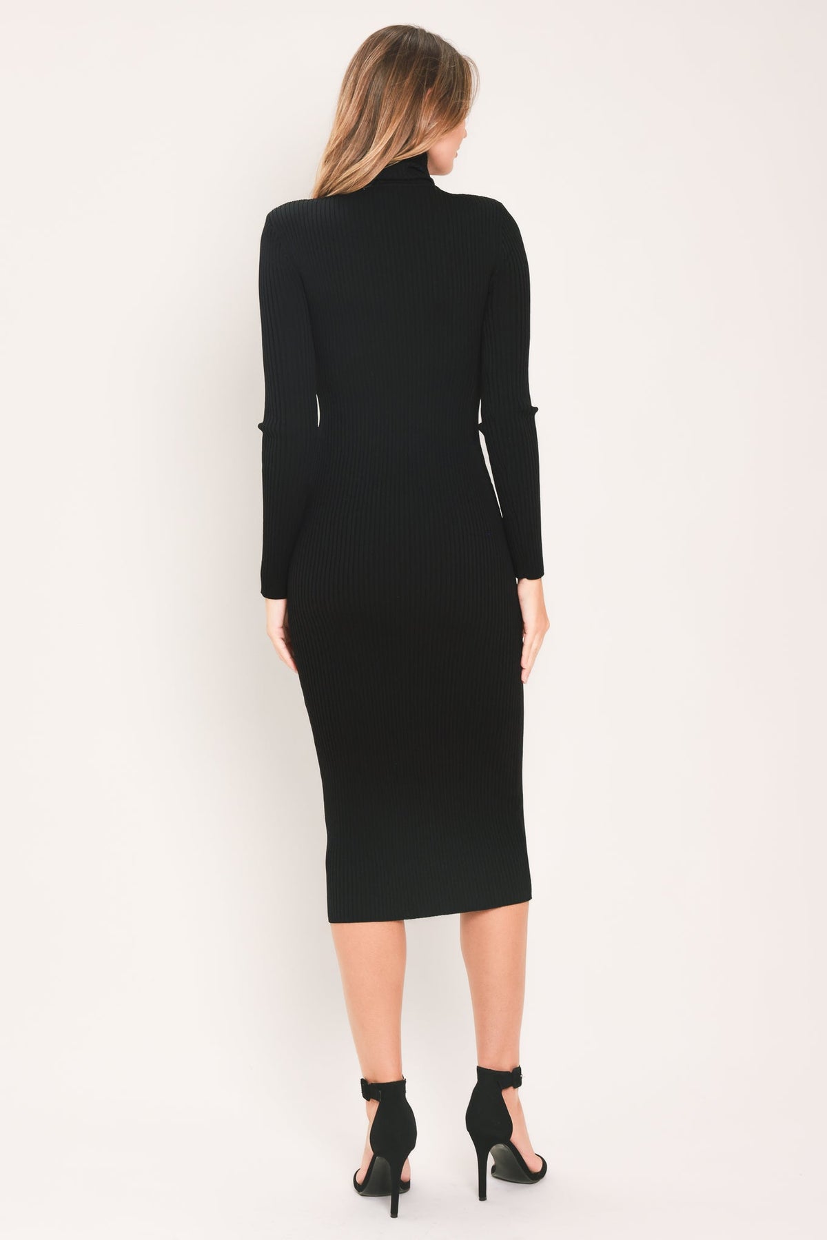 Polished Moments Turtleneck Sweater Midi Dress - full length view