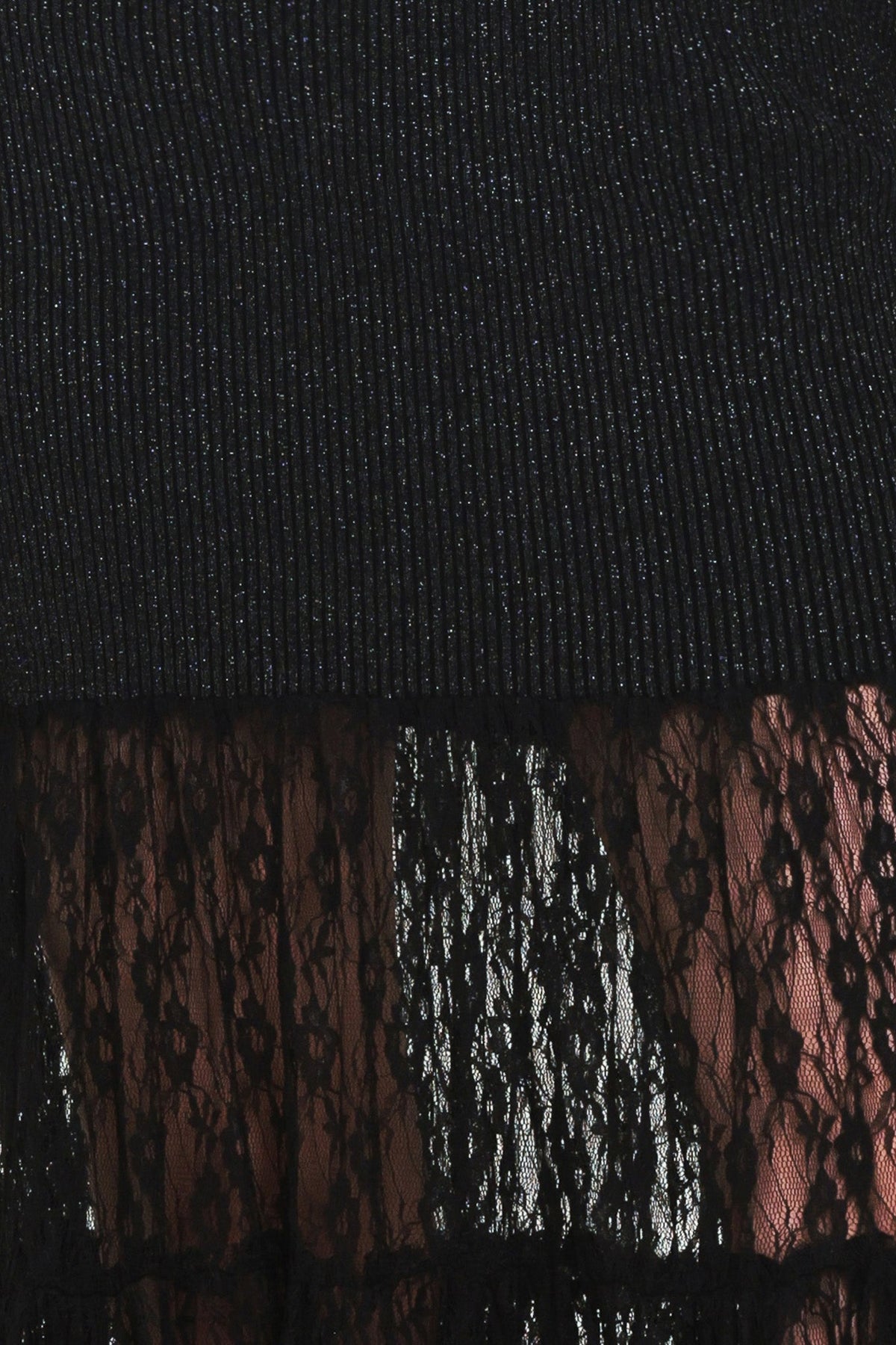 Metallic Lace Hem Sweater Maxi Dress in black metallic, alternate view