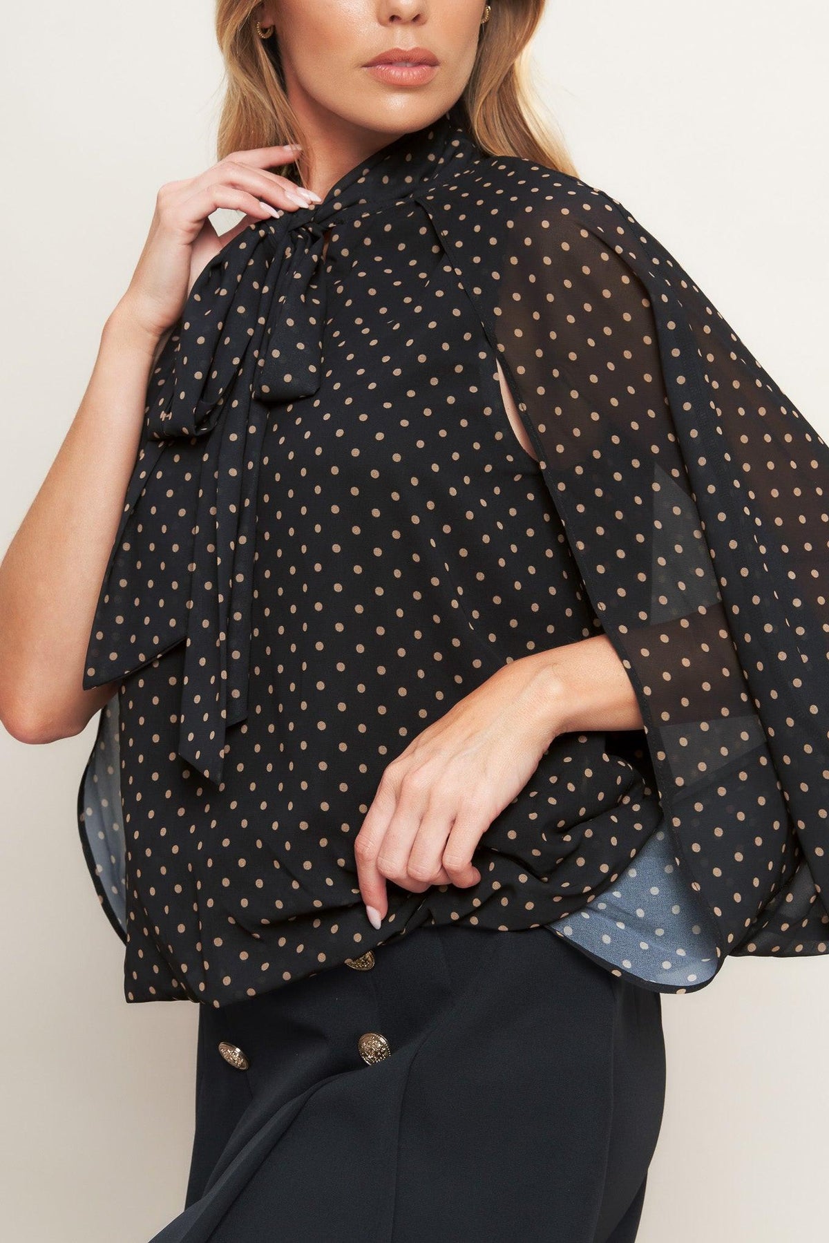 Midnight Dot Chic Woven Top - back view