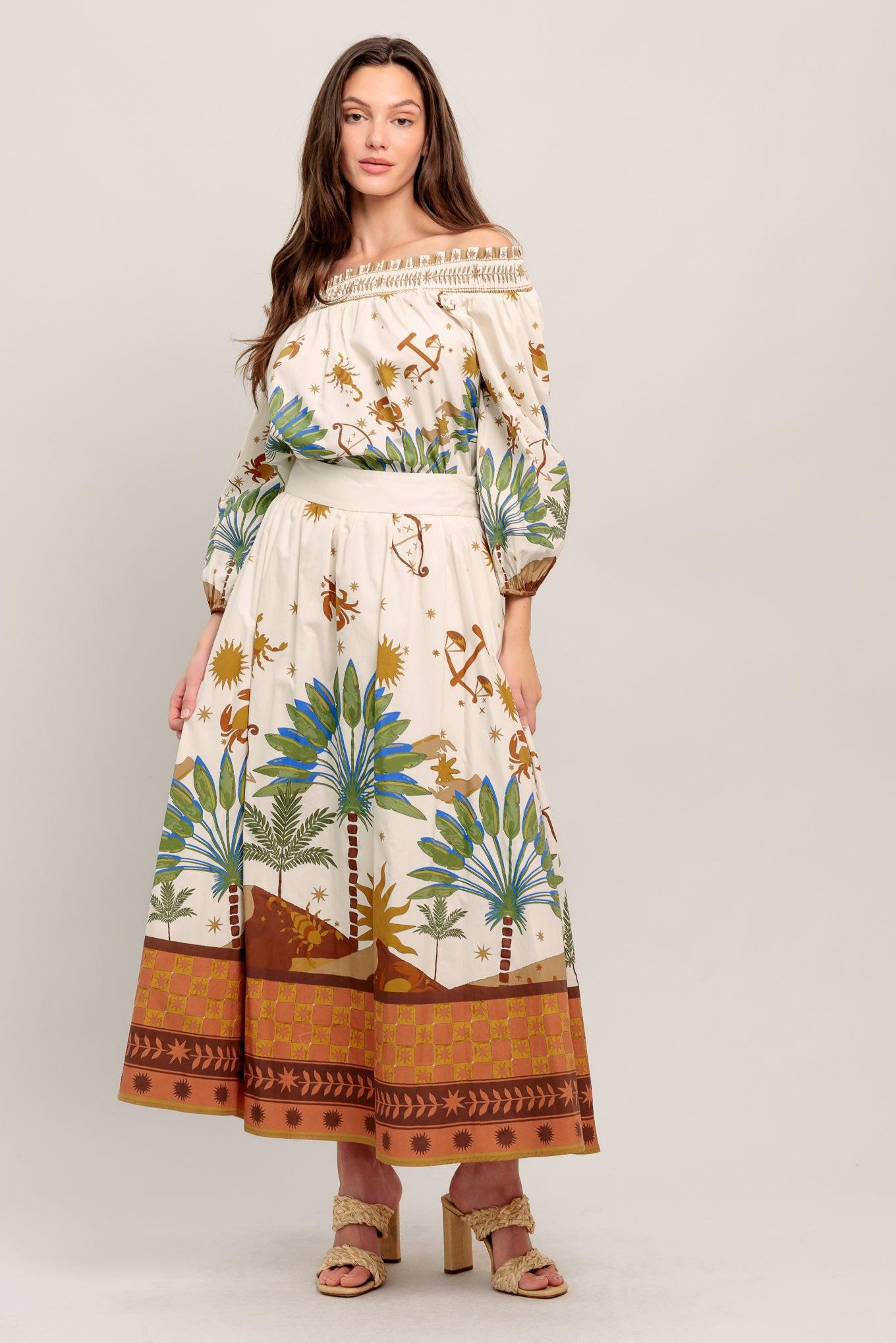 SUNLIT GARDEN WOVEN OFF SHOULDER TOP