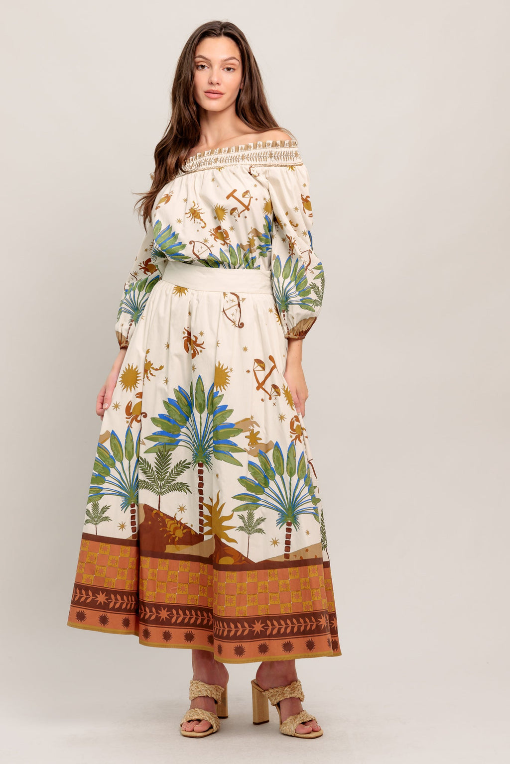 SUNLIT GARDEN WOVEN OFF SHOULDER TOP