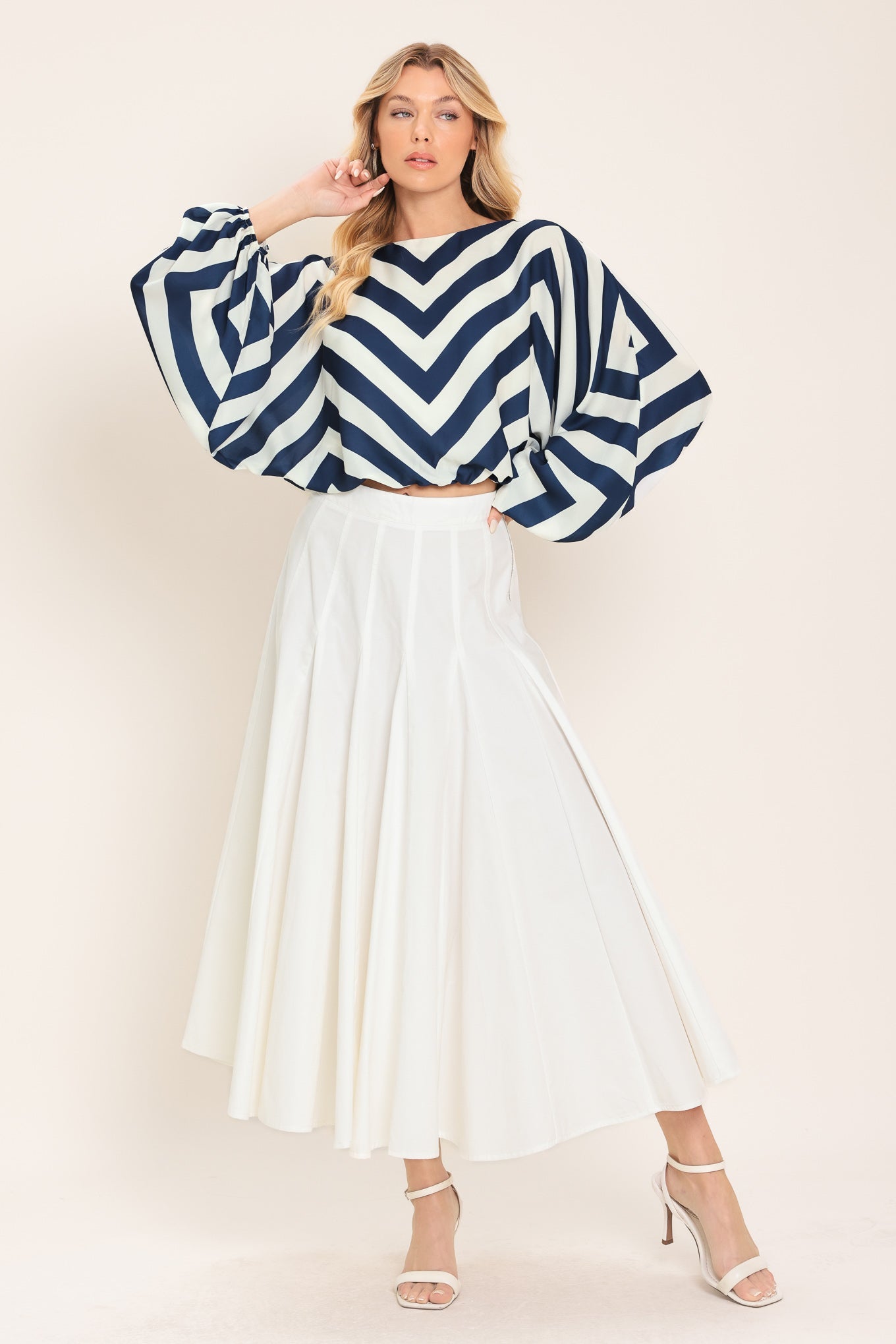 St. Tropez Stripe Woven Top in Navy Stripe - back view