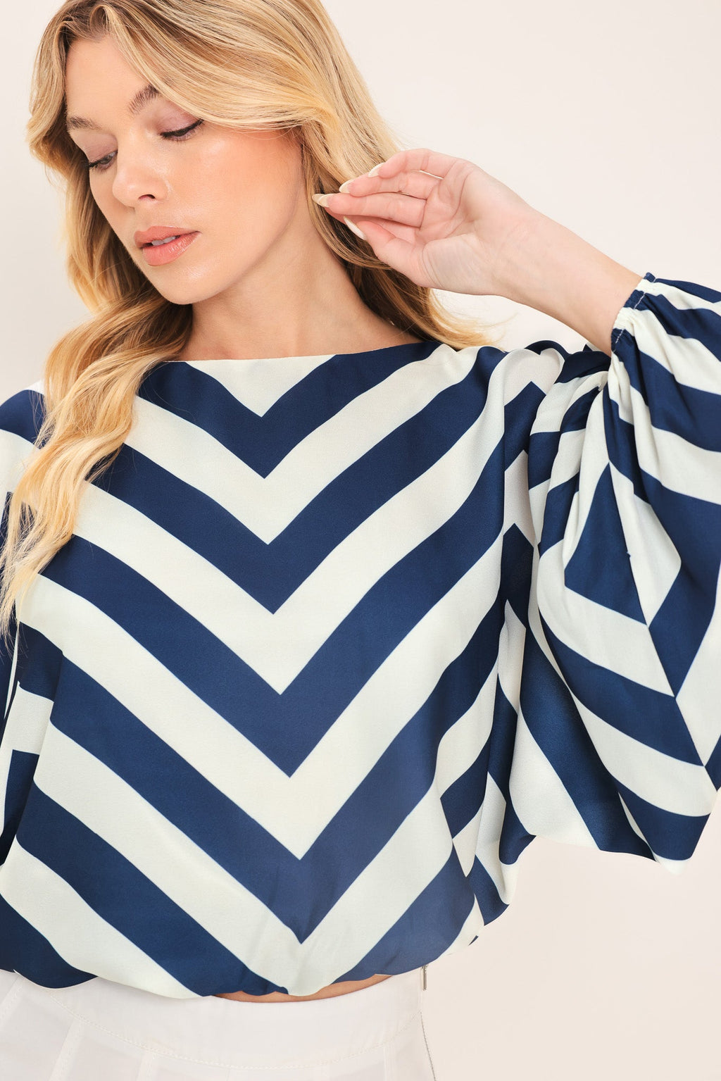 St. Tropez Stripe Woven Top - full length styled view