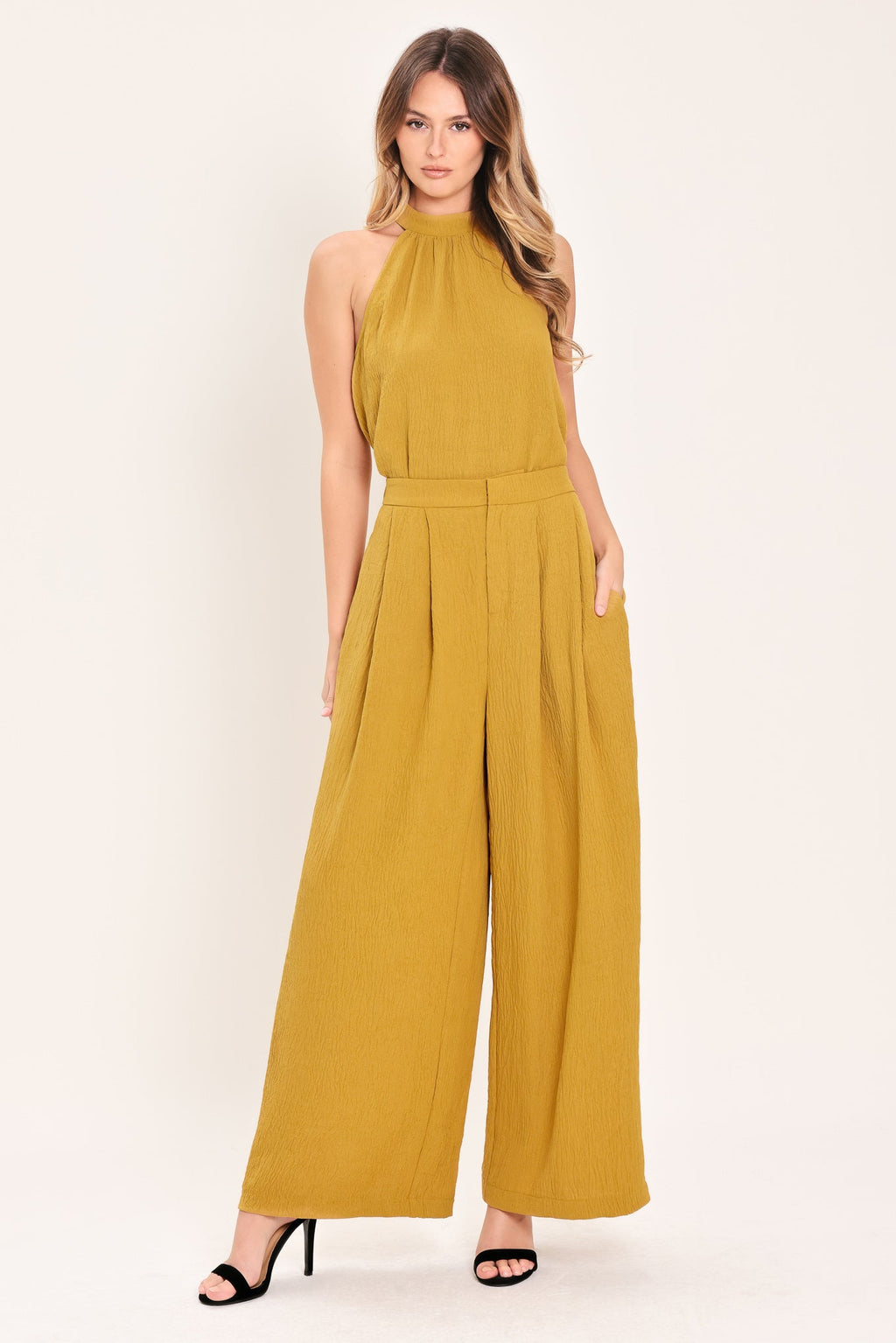 Golden State of Mind Woven Halter Top - side view