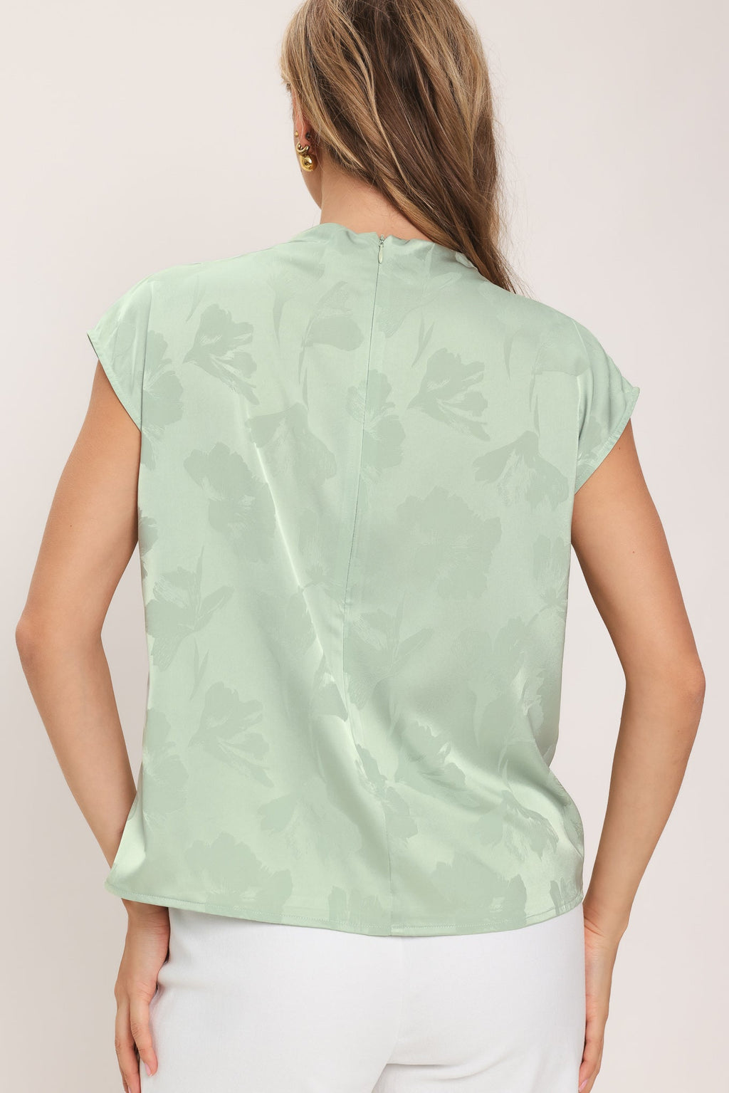 Jacquard satin funnel-neck top - view 14