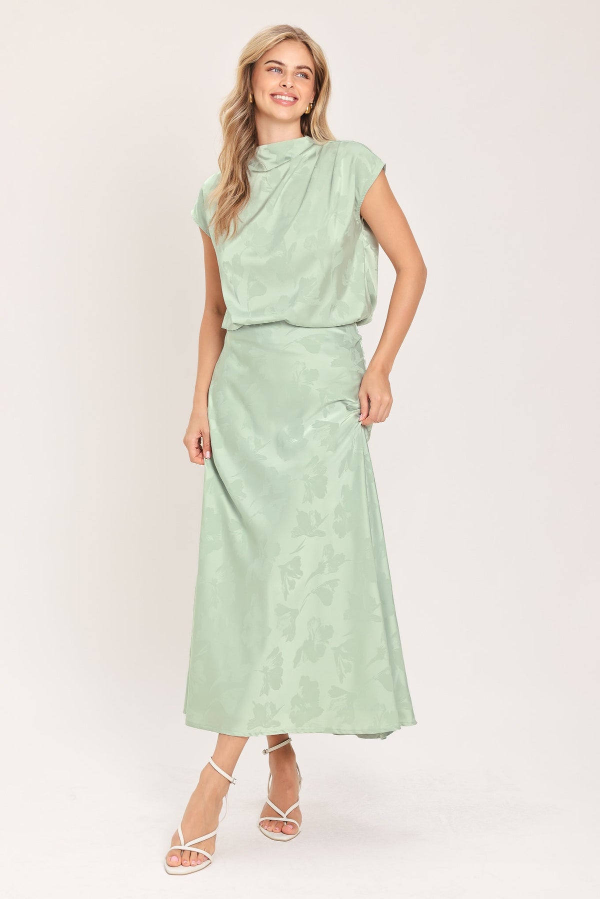 Jacquard satin funnel-neck top - view 12
