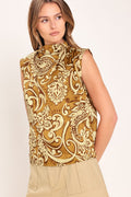 Brown boheme paisley woven top