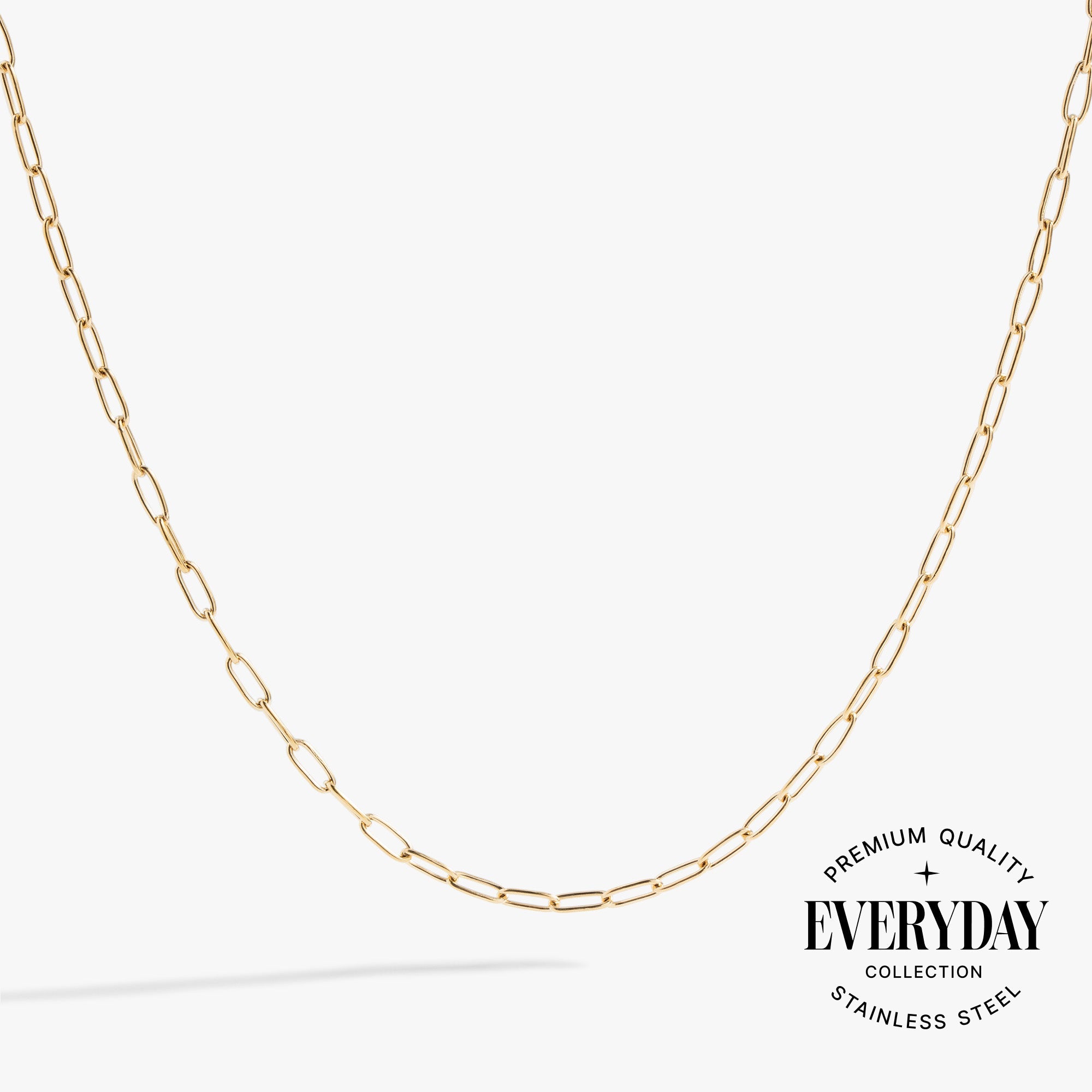 Paperclip Charm and Layering Necklace in Stainless Steel Gold - paperclip chain layering necklace