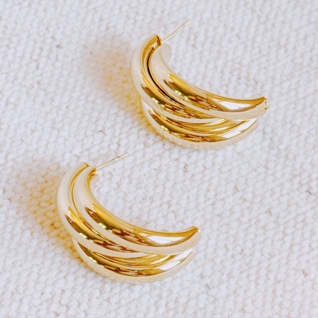 Interlock Bold Loop Earrings - gold tone interlocking loop design