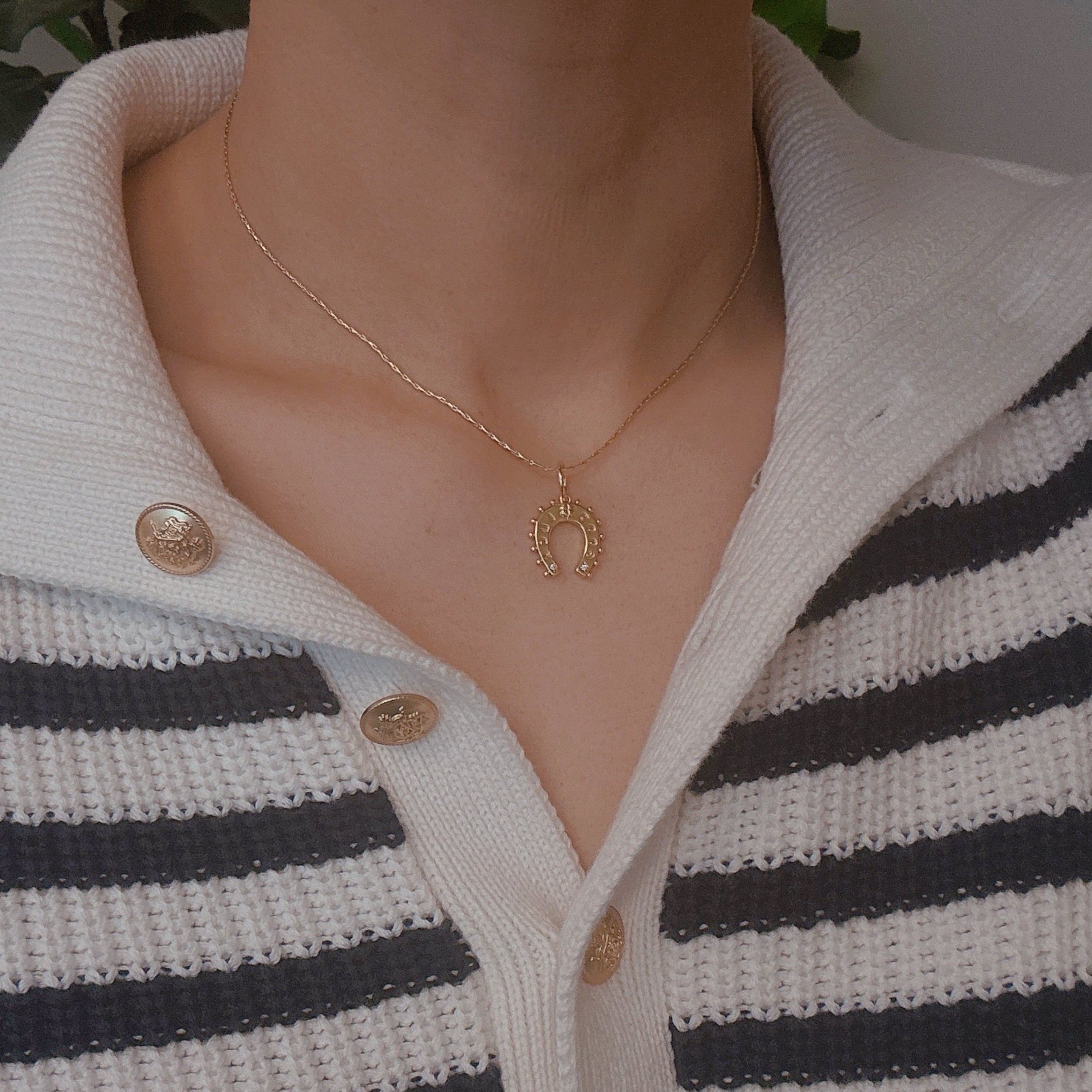 Lucky Lovely Horseshoe Necklace - styled on model