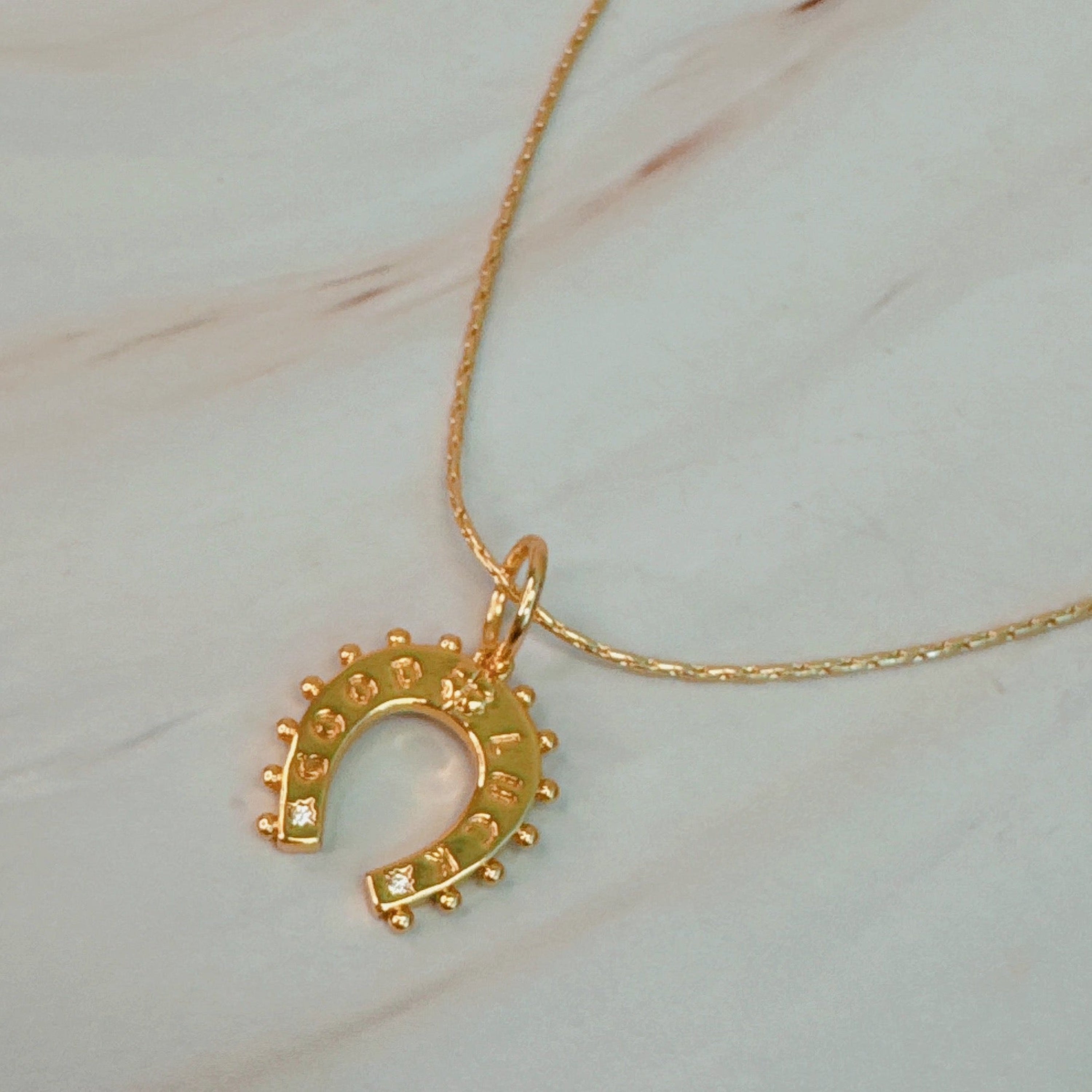 Lucky Lovely Horseshoe Necklace in Gold - horseshoe pendant on delicate chain