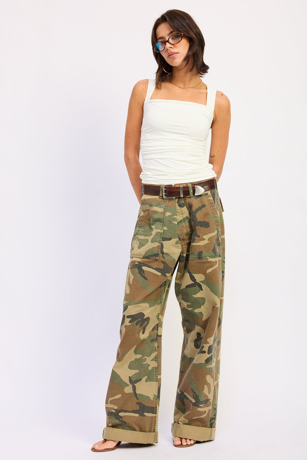 Caris Top in Ivory - styled outfit view