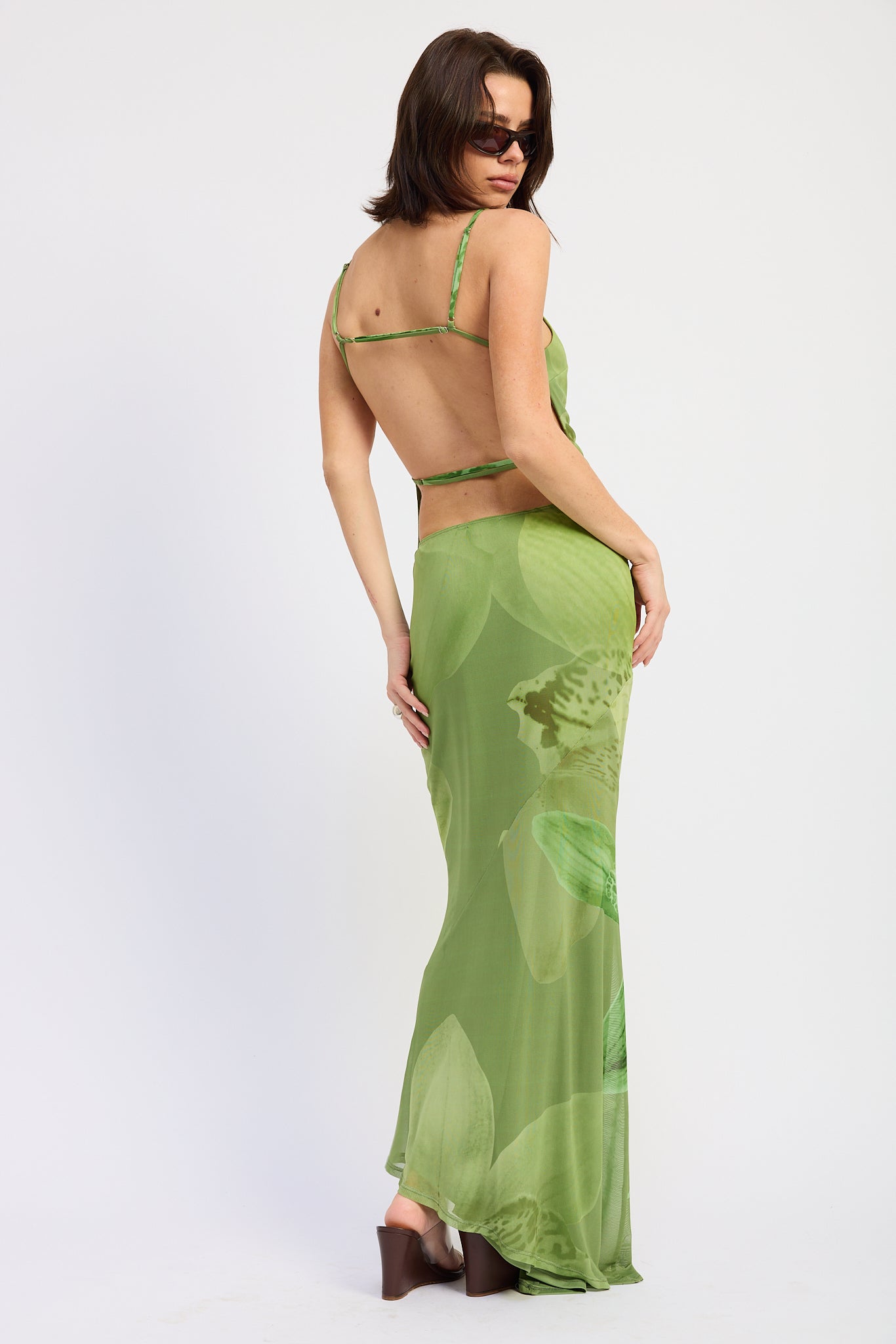 Seraphine Maxi Skirt in Green Floral - side view