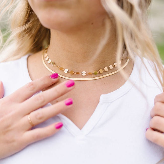 Chloe Gold Filled Coin Necklace - dainty layering coin necklace, view 8
