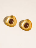 Molten Stud Earrings in Gold - organic polished sculptural gold stud earrings