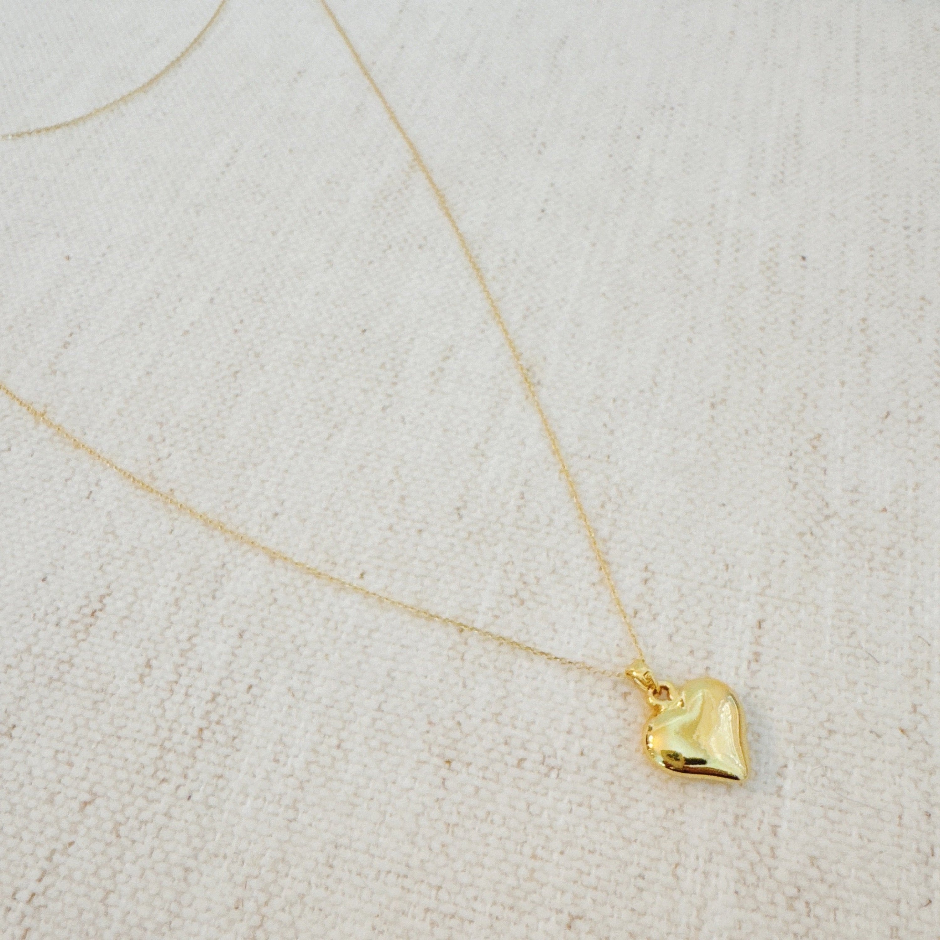 My Puffy Heart Long Chain Necklace in Gold - puffy heart pendant on long chain
