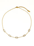 Nave Necklace in Gold - crystal paved paperclip chain dainty necklace