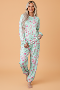 Christmas Santa Tree Pajama Set in green, front view