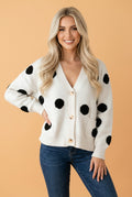 Pretty Bash polka dot cardigan with button front and V-neck