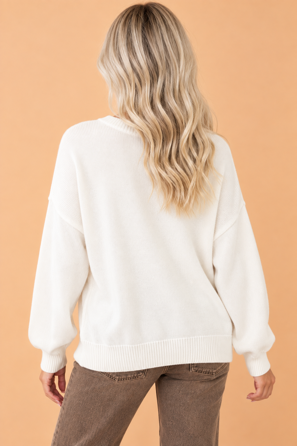 Women's white dog graphic sweater, alternate view