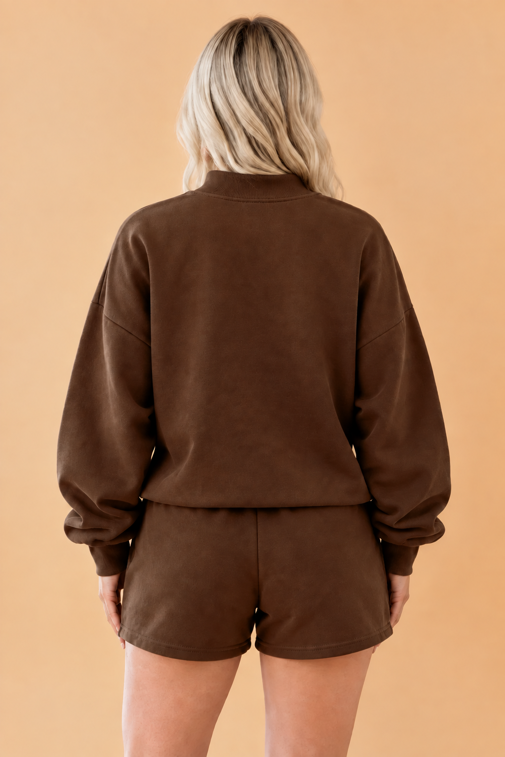 Christmas Letter Print Sweatshirt & Shorts Set in dark green, coffee and red, alternate view