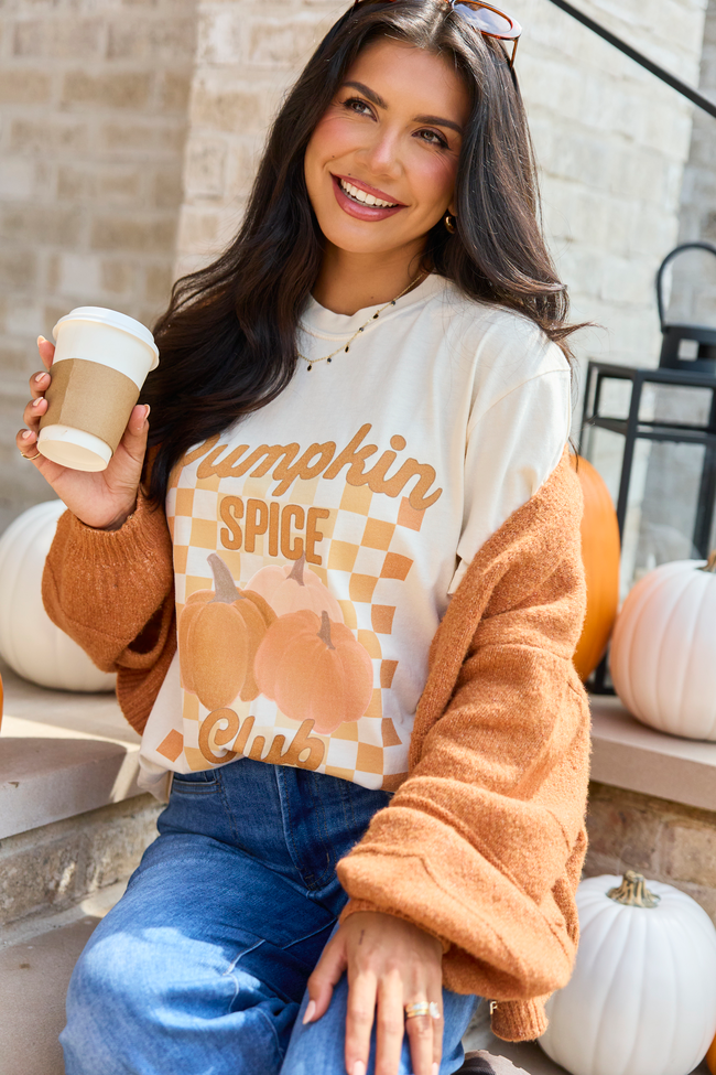 Pumpkin Spice Club Ivory Comfort Colors Graphic Tee, detail view
