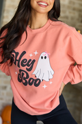 Hey Boo Light Rust Graphic Sweatshirt, front view