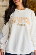Pumpkin Season Plaid Cream Graphic Sweatshirt, front view